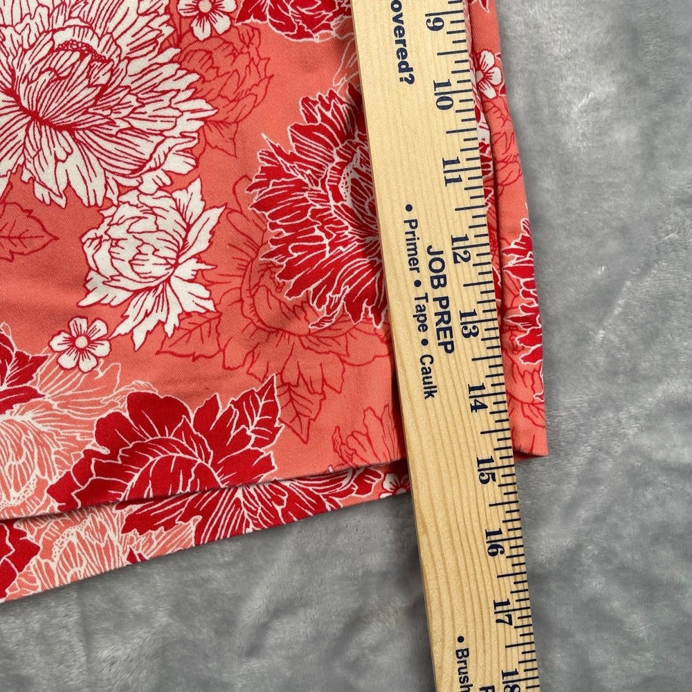 Isaac Mizrahi Shorts 12 Coral Floral Print Cotton Chino 5" Vacation Tropical - Picture 9 of 15
